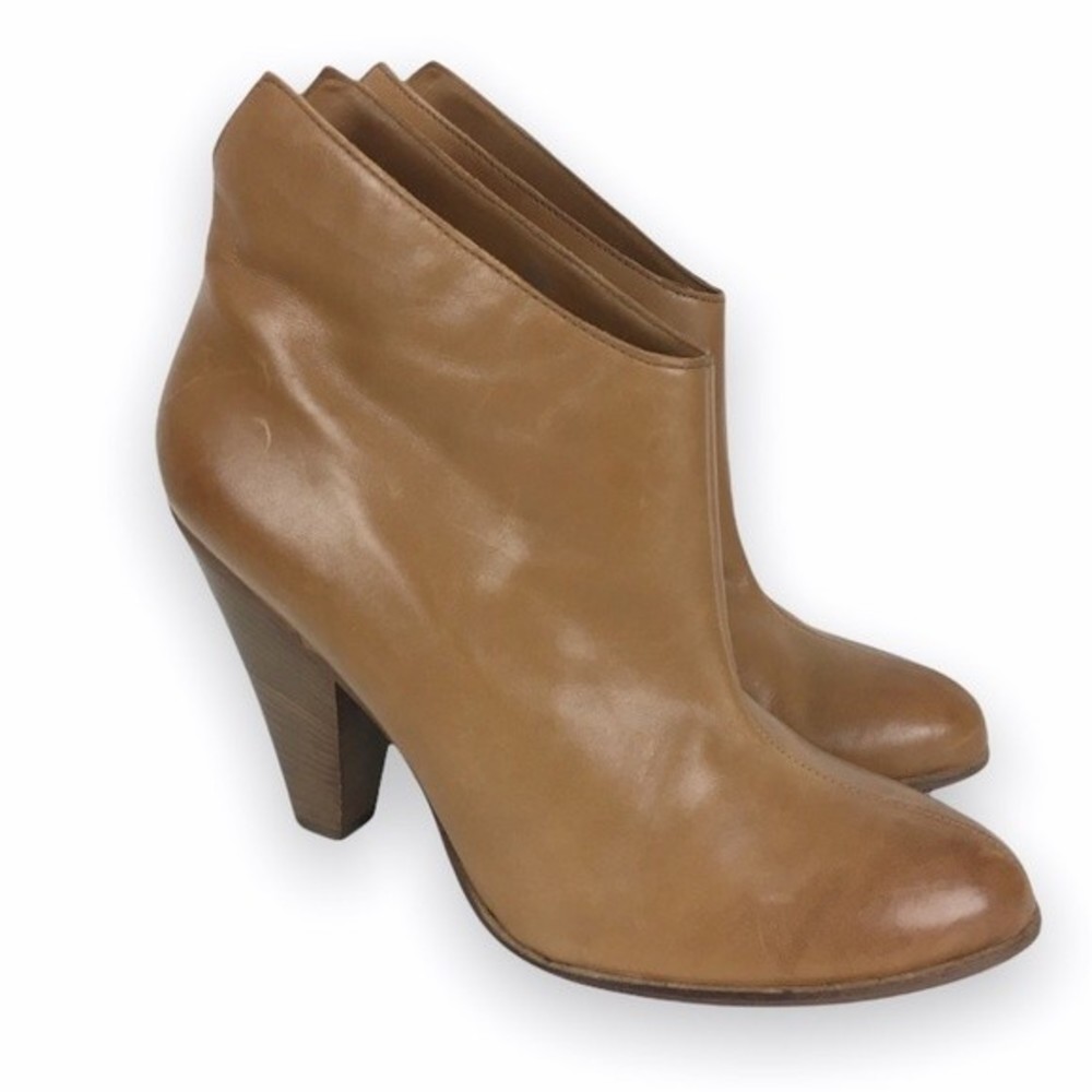 Donald J. Pliner DMSX Women's Camel Brown Leather Ankle Boots Booties Size 8.5